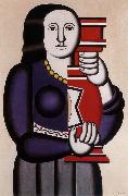 Fernard Leger The fem hold the bottle oil painting